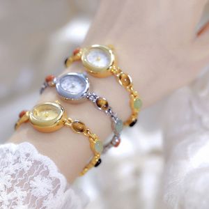 BS FA-1883 Ladies' Natural <strong>Tiger</strong> Eye Stone Mirad Color French Design Premium Vintage <strong>Watch</strong> - Product Image 3