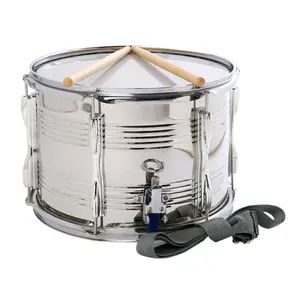 Venta al por mayor de alta calidad tambor alto de 13 pulgadas de acero inoxidable de dos tonos snare tambor