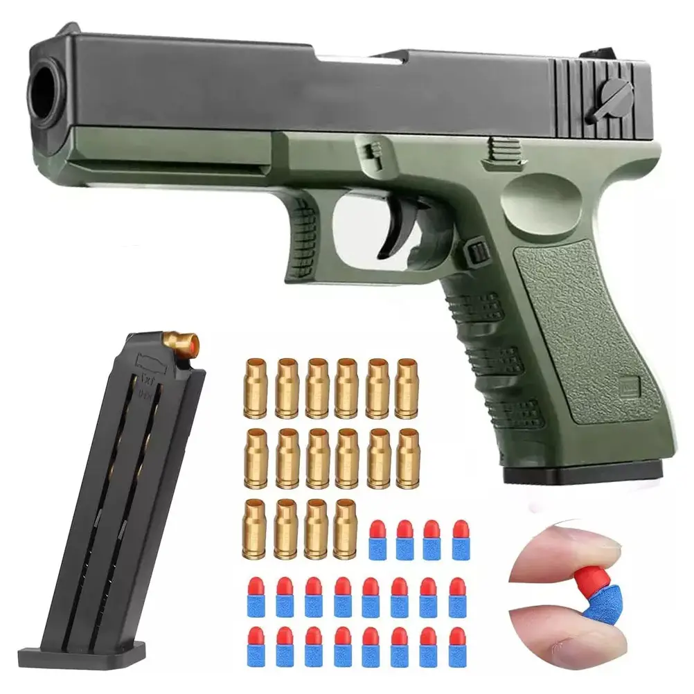 Pistola de plástico para brinquedo, pistola de brinquedo para presente de aniversário e natal, proteção ambiental para menino, arma macia