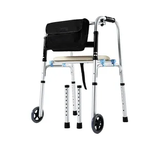 Aluminum Alloy Ajustable Hight Walker Feet Glides For Home Folding Medical Walker With Wheel Walking Device