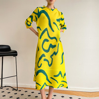 Robes plissées Miyake Y2K avec perles et boutons, lavables, grandes tailles, longues, de luxe, haut de gamme, élégantes et décontractées pour femmes