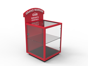 Support à <span class=keywords><strong>vin</strong></span> en métal rouge à 2 niveaux, présentoir de boissons transparent, support de sol, vitrine à cocktails avec porte arrière pour magasin de détail - Product Image 6