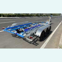 Remorque de bateau en aluminium sur mesure HOIRO de 30 pieds, 3 essieux, plateformes en polyéthylène, frein hydraulique, autorisation VIN DOT CE, vente en gros