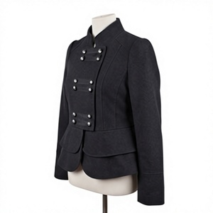 Veste homme vintage patchwork style Napoléon, double boutonnage, fermeture éclair sur le devant, coupe slim, service OEM, gris hussard - Product Image 3