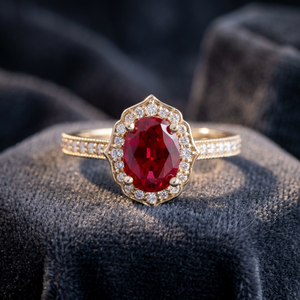 Lab Grown Oval Cut <b>Ruby</b> Vintage Engagement <b>Ring</b> Fine Jewelry 18k Yellow Gold Custom Wedding <b>Ring</b> <b>for</b> <b>Women</b> - Product Image 4