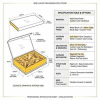Hochwertige Tragbare Maßgefertigte Magnetische Starre Graue Geschenkbox mit Mattschwarzem & Goldgelbem Satin-Futter in Wunschgröße Erhältlich