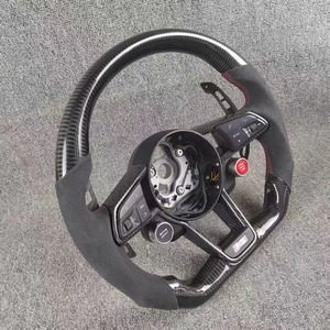 Volante Deportivo en Forma de D de Fibra de Carbono y Cuero para <span class=keywords><strong>Audi</strong></span> R8 TT Mk2/Mk3 B8 RS TTS TTRS RS3-7 <span class=keywords><strong>A3</strong></span>-A8 Q3-Q7 - Product Image 1
