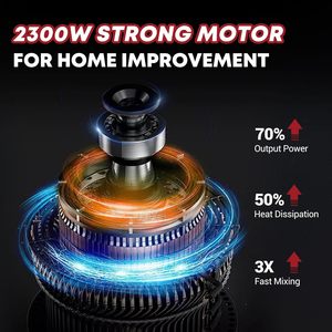 Mezclador de mortero portátil eléctrico Premium de 2400W, 6 velocidades ajustables, mezclador de barro de mano de 110V, mezclador de cemento diésel - Product Image 2