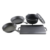Ustensile de cuisine en fonte pour camping d'extérieur, 11 p cs avec boîte en bois, vente au détail en usine