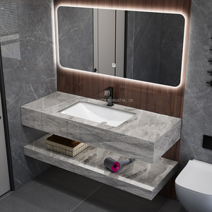 Modern Marble Slate <strong>Wash</strong> <strong>Basin</strong> <strong>Bathroom</strong> Storage Cabinet Solid Surface Sintered Stone <strong>Bathroom</strong> Vanities With Bath <strong>Mirror</strong>