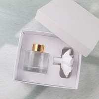 Diffuseur de parfum en verre Finru avec pierres aromatiques 100ML, fleur en porcelaine faite à la main, parfum d'ambiance pour la maison, huile essentielle, désodorisant