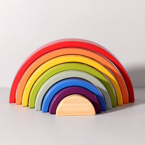 Jouet en bois Waldorf Los Grimm Arc-en-ciel, variété de blocs de construction empilables arc-en-ciel Montessori, bûches de forêt, éducation de la petite enfance - Product Image 2