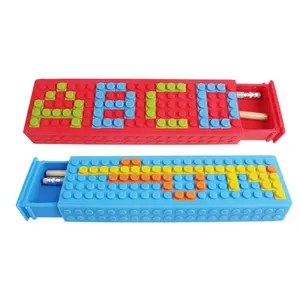 Boîte à crayons en silicone à monter soi-même, blocs de puzzle design personnalisé pour enfants, élèves et bureaux, utilisation et bricolage