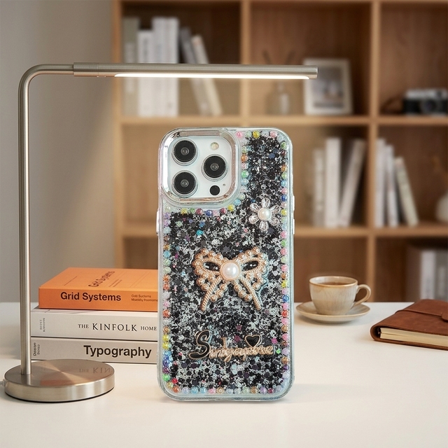 Wholesale Sparkle Glitter Phone Case for Honor X60 Pro Max Epoxy 3D Metal Pearl Bow Diamond Encrusted Cover
