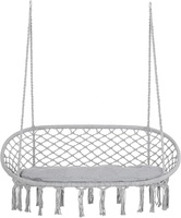 Chaise suspendue en macramé moderne, style bohème, chaise balançoire avec hamac en corde de coton pour jardin, patio, cour, pour deux personnes