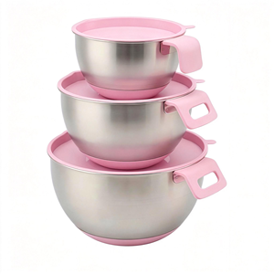 ステンレス鋼ミキシングボウルノンスリップネスティングウィズキングボウルセットキッチンミキシングボウルサラダクッキングベーキング用ストレーナー - Product Image 6