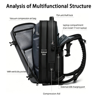Mochila de Viaje Impermeable Antirrobo con Compresión Automática de un Toque, Gran Capacidad, Puerto USB, Se Acepta Logotipo Personalizado