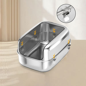 Caja de Arena para Gatos Moderna de Acero Inoxidable, Diseño <span class=keywords><strong>Abierto</strong></span>, Gran Capacidad, Fácil de Limpiar, para Inodoro de Gatos - Product Image 1