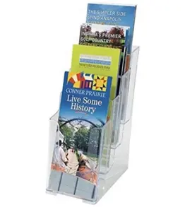 Yageli Fabricage Clear Acryl Kantoor Brochure Display 4 Tier Pamflet Brochure Houder