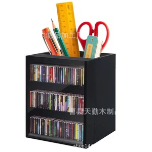 Étagère de rangement en bois, mini bibliothèque créative transfrontalière pour bureau à domicile, nouvelle étagère en bois massif deux-en-un et porte-stylos - Product Image 3