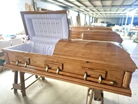 Ataúd Estilo Americano A33 de MDF con Forro de Terciopelo Blanco para Entierros de Adultos