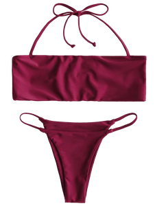 บิกินี่สายเซ็กซี่สีไวน์แดงเปิดอารมณ์ของสาวๆในชายหาดฤดูร้อนด้วยอัตราการถ่ายภาพที่สูงมาก - Product Image 2