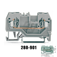 Wagos électrique 280-901,2-bornier traversant à conducteur; 2.5 Mm²; marquage central; pour rail DIN 35X15 et 35X7.5