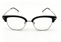 Monture de lunettes demi-cerclée en acétate G33368, ultra légère et confortable, style professionnel classique, verres acryliques unifocaux avec traitement anti-reflet.