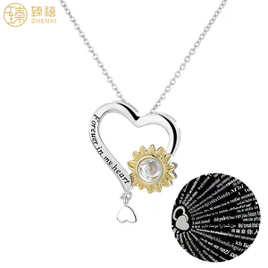 ZHENXI 2023 vendita calda personalizzata fatta a mano 925 argento 100 lingue ti amo cuore fiore Design collana amante ragazze donne regalo - Product Image 1