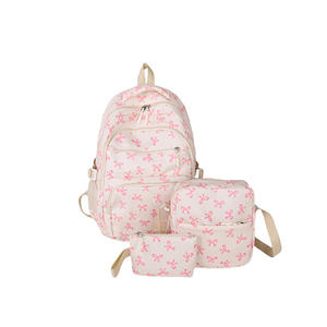 Mochila de Tres Piezas con Lazo, Estilo Universitario Femenino, Mochila Floral Dulce, Mochila Escolar para Estudiantes Universitarios - Product Image 6