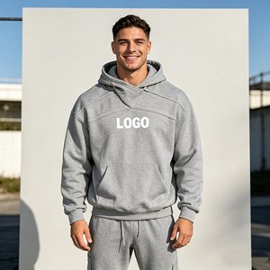 ชุดฮู้ดดี้ครอปผู้ชาย ปักลาย 3 มิติ ล้างสีแบบแอซิด ประดับเพชรเทียม 560GSM ชุดฮู้ดดี้และกางเกงขายาวสำหรับผู้ชาย กางเกงจ็อกกี้ขากว้างทรงหลวม - Product Image 1