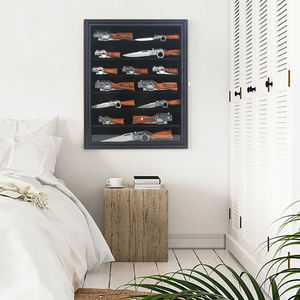Vitrina de pared plegable con cuchillo de bolsillo acrílico bloqueable con protección UV de 7 filas con caja de sombra de tamaño personalizado - Product Image 6