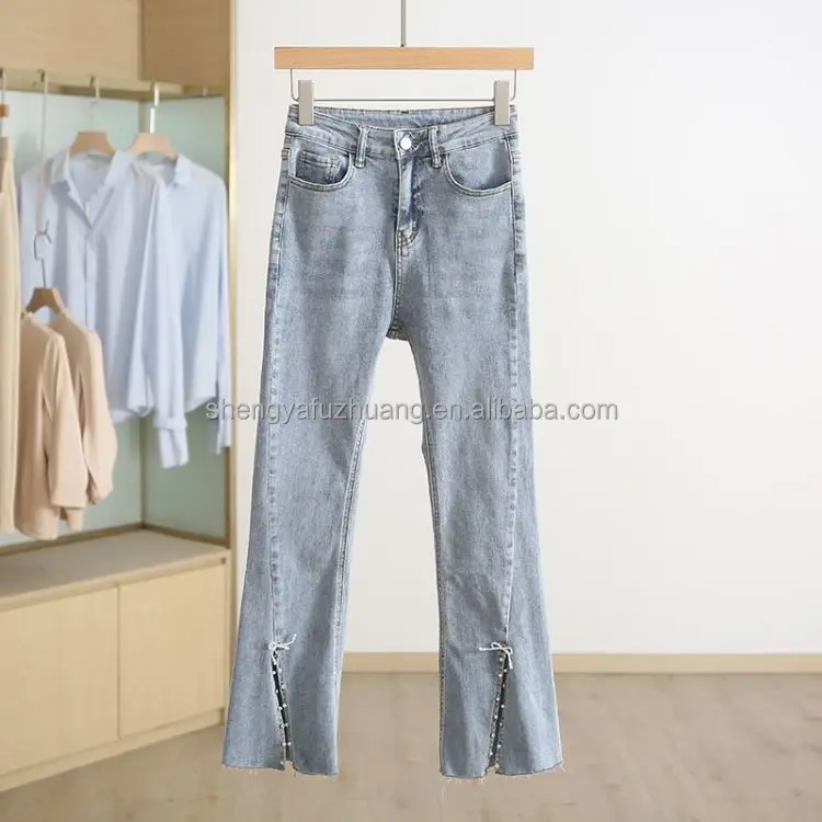 2022 High Quality Denim Hole Skinny Stretchy Pencil Plus Size Jeans Pants High Waist Jeans Women's Jeans