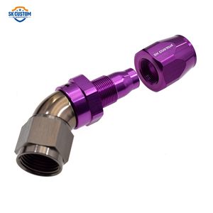 AN6/AN8/AN10ワンピースホースエンド鍛造アルミ合金旋回燃料継手アダプター45 ° 90 ° 120 ° 150 ° 180 ° インターフェースパープル - Product Image 3
