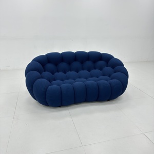 Divano Sezionale di Lusso Personalizzato Blu Navy in Schiuma Sagomata a Rete, Set Divano a Due Posti per Soggiorno Moderno - Product Image 2