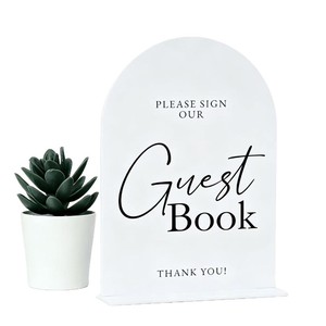 FUNMOOD BAI-1 Beyaz Akrilik Düğün Tabelası Modern Tören Misafir Defteri Sergileme Plakası Yeniden Kullanılabilir Özelleştirilebilir Metinli Resepsiyon Masası - Product Image 5