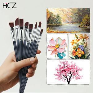 Ensemble <span class=keywords><strong>de</strong></span> pinceaux à peinture acrylique en nylon <span class=keywords><strong>de</strong></span> haute qualité avec manche en bouleau massif, 11 pièces, logo personnalisé, <span class=keywords><strong>fournisseur</strong></span> <span class=keywords><strong>de</strong></span> pinceaux pour artistes - Product Image 3