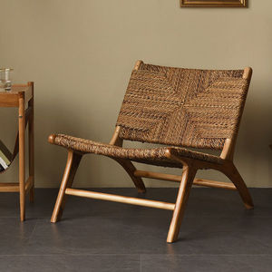 Fauteuil de loisirs moderne en bois massif et rotin tressé - Fait à la main, portable, écologique, pour la maison et l'hôtel, salon, appartement - Product Image 2
