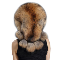 Sombrero de bombardero de piel de zorro Real para mujer de invierno 100%, gorro Ushanka de piel de mapache, gorros de esquí para hombre ruso, gorros de cuero Real