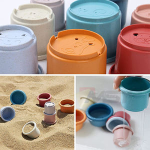 Torre de apilamiento educativa de material de paja de <span class=keywords><strong>trigo</strong></span> para niños, juguete de baño de inteligencia temprana, tazas apilables, 8 Uds. - Product Image 4