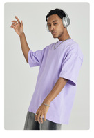 T-shirt Homme Américain Vintage 2026 Nouveau 100% Coton Tricoté Couleur Unie Coupe Ample Décontracté Streetwear Manches Courtes 280g