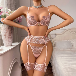 Set di Lingerie Sexy da <span class=keywords><strong>Donna</strong></span> Twitter 2026, Reggiseno Push-Up con Ricamo Floreale e Perizoma, Più Popolare e Più Ricercato del 2026 - Product Image 2