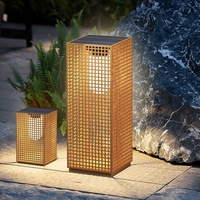 Lampe solaire LED de jardin style japonais en acier inoxydable IP67 étanche, lumière de sol extérieure avec capteur pour villa, patio, balcon, pelouse