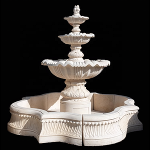 Fontaine de jardin en marbre naturel sculpté à la main de luxe, grande sculpture en marbre pour la décoration de villas et de parcs - Product Image 5