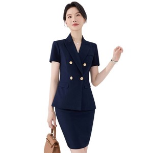 Women's Summer Lightweight Suit Set Short Sleeve Breathable Professional Office Wear Job Interview Elegant Style Worsted Fabric - Product Image 5