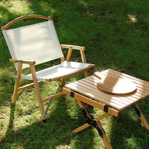مخصص شعار طوي الشاطئ أثاث خارجي كيرميت المحمولة الخشب الحبوب الألومنيوم كرسي تخييم قابل للطي