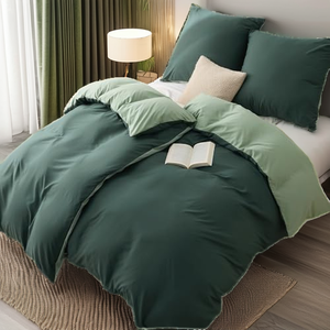 Parure de lit BEDSURE 135 x 200 cm 4 pièces <span class=keywords><strong>vert</strong></span> sauge/<span class=keywords><strong>vert</strong></span> foncé, housse de couette et 2 taies d'oreiller 80 x 80 cm anti-boulochage - Product Image 2