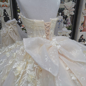 חם שנהב לבן quinceanera שמלת bohemian רקומים וסטיבול שמלת כדור שמלה לבנות כדורי תחרה בנות אפליק קשת - Product Image 5