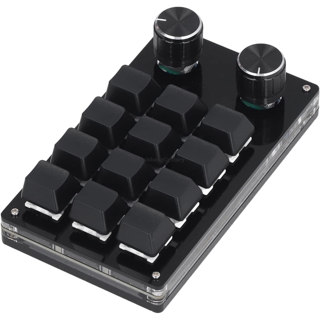 Hot sale 12 Keys Macro Mechanical Keyboard 2 Knob Programming DIY Mechanical Keyboard One Handed Fully Programmable Keyboard
