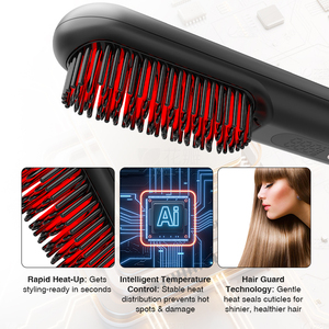 USB-C wiederauf ladbare Haar glätter Bürste Kompakt Schnur lose Schnelle Hitze Anti Frizz Haar glättung skamm - Product Image 2